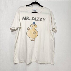 RARE Vintage MR. DIZZY 2007 Sun Faded White Cartoon T-Shirt Size X-Large U.S.A.